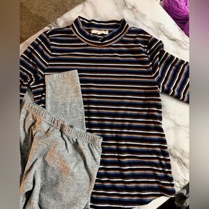 Shosho Gray Lounge leggings size  7/8 girls with Striped Top